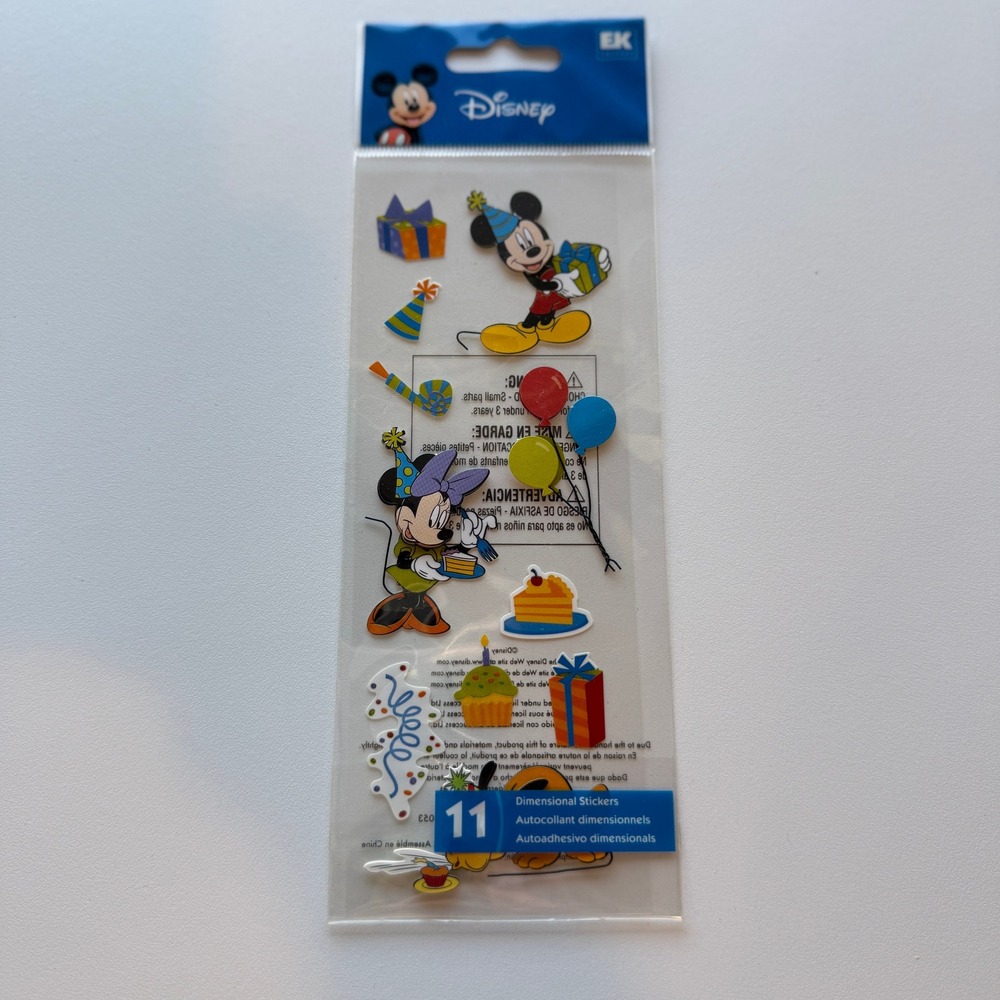Disney Mickey Mouse Minnie Pluto Birthday Dimensional Stickers 11pc EK Success